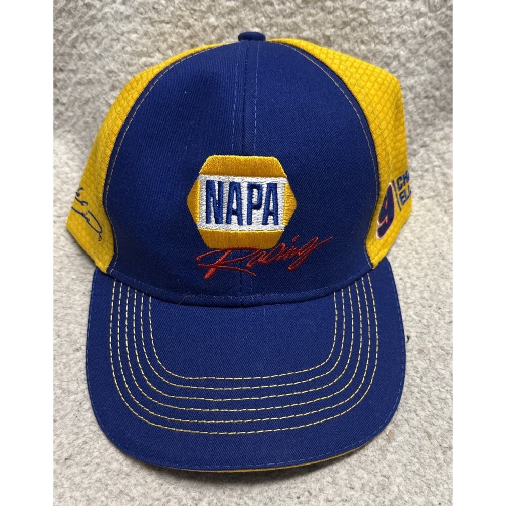 NAPA Racing Hat Adult Blue Yellow & White Strap Back Cap NASCAR #9 Chase Elliott